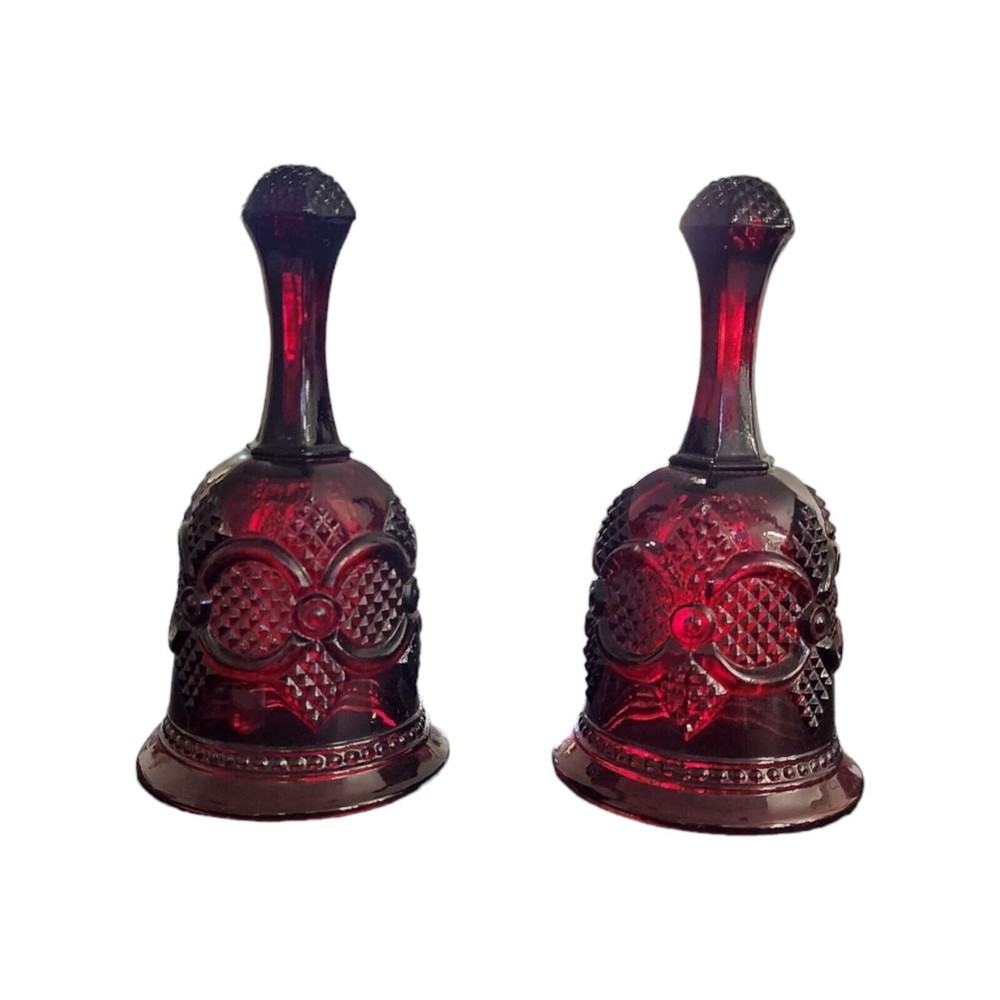 Beautiful Vintage Mid-Century 1950s AVON Red Cranberry Glass Bell 7" Tall